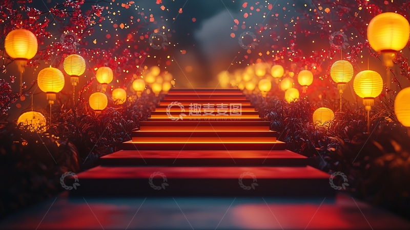 高清大图下载【趣麦麦图】-红毯阶梯梦幻场景