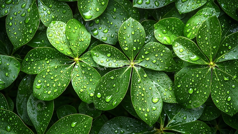 高清大图下载【趣麦麦图】翠绿叶片水珠