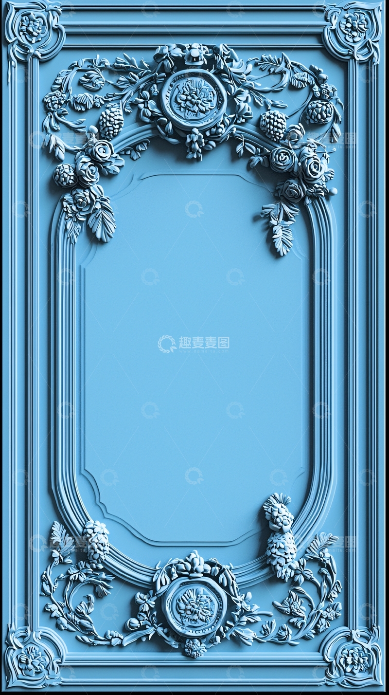 高清大图下载【趣麦麦图】蓝色欧式雕花边框