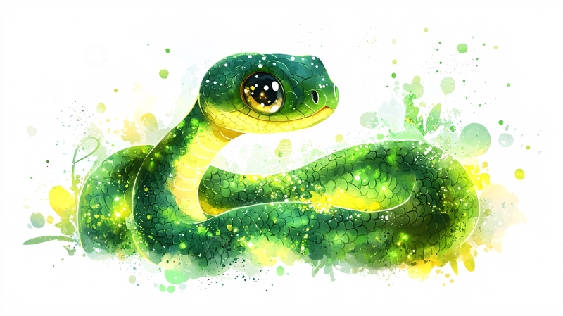 高清大图下载【趣麦麦图】卡通绿色小蛇
