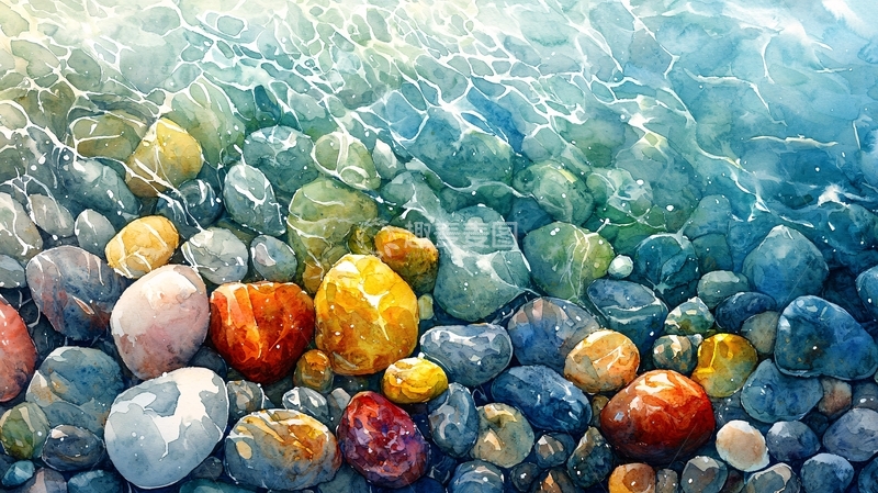 高清大图下载【趣麦麦图】水下彩色鹅卵石