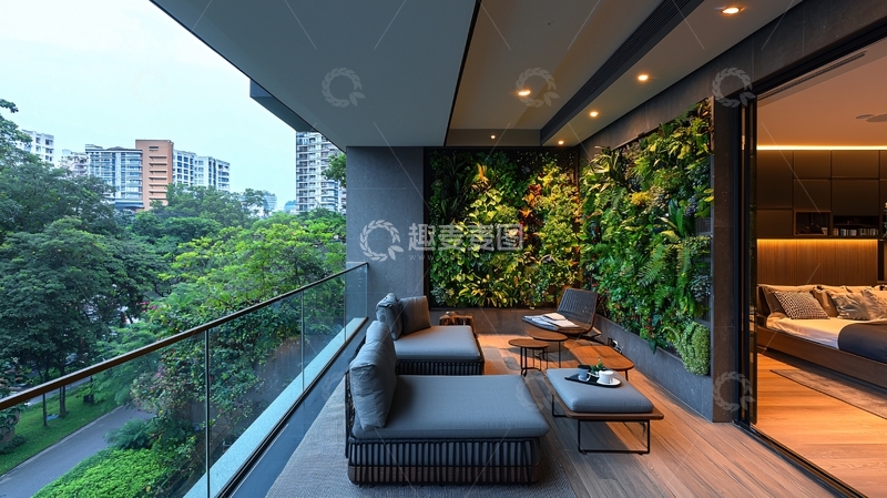 高清大图下载【趣麦麦图】郁郁葱葱的绿色阳台