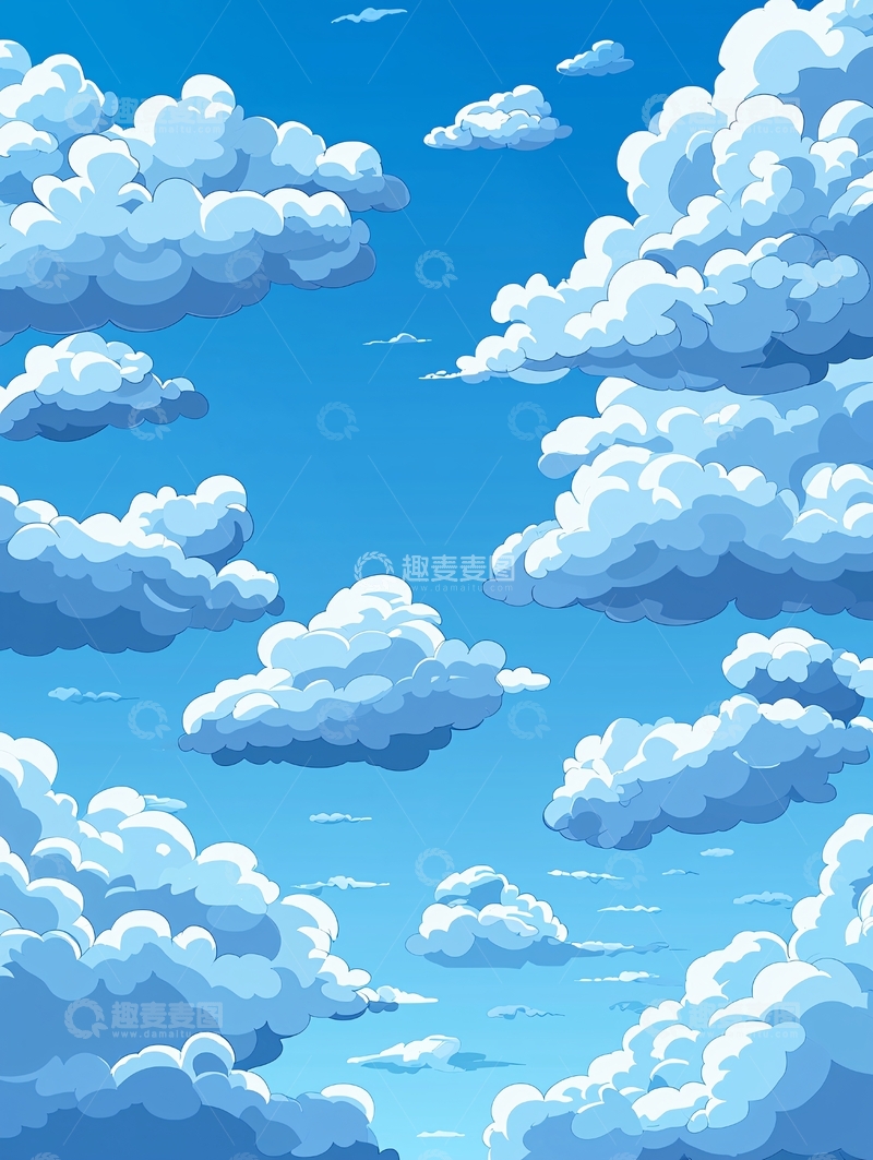 高清大图下载【趣麦麦图】卡通蓝天白云背景