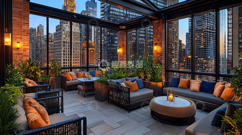 高清大图下载【趣麦麦图】城市景观屋顶露台