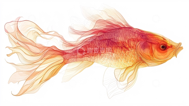 高清大图下载【趣麦麦图】金色红色透明感金鱼