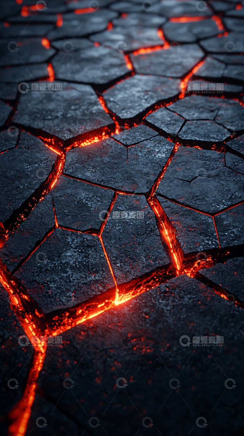高清大图下载【趣麦麦图】熔岩裂缝地面特写