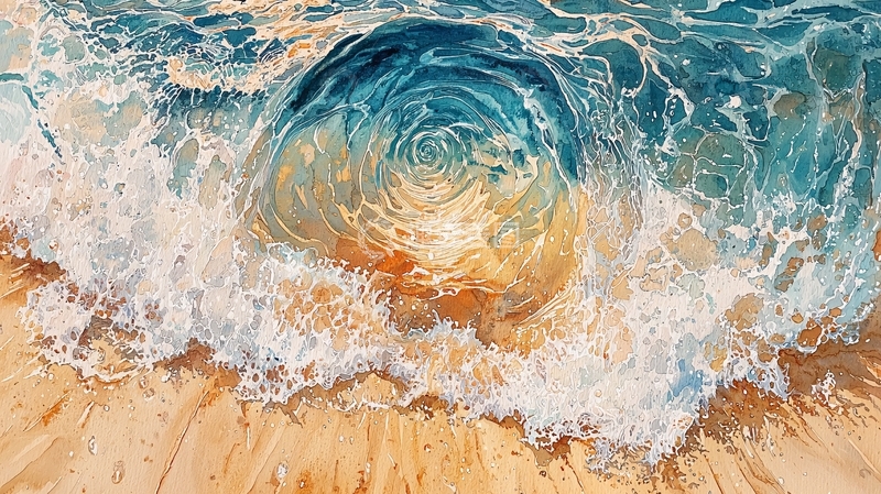 高清大图下载【趣麦麦图】海浪冲击沙滩的瞬间