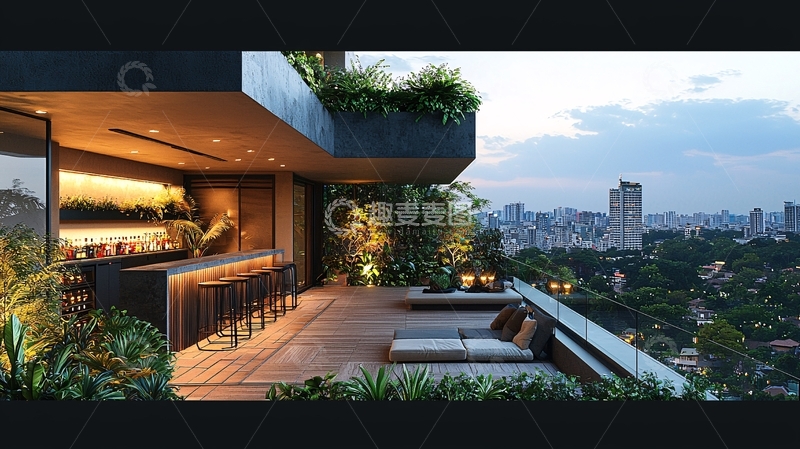 高清大图下载【趣麦麦图】现代风格空中花园露台