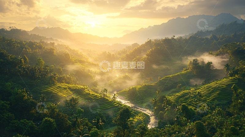 高清大图下载【趣麦麦图】山峦日出