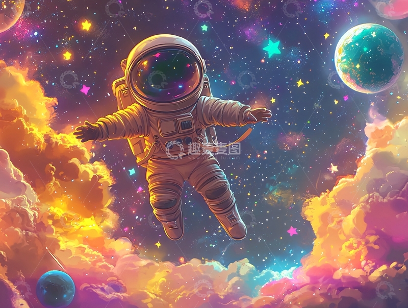 高清大图下载【趣麦麦图】漂浮的宇航员