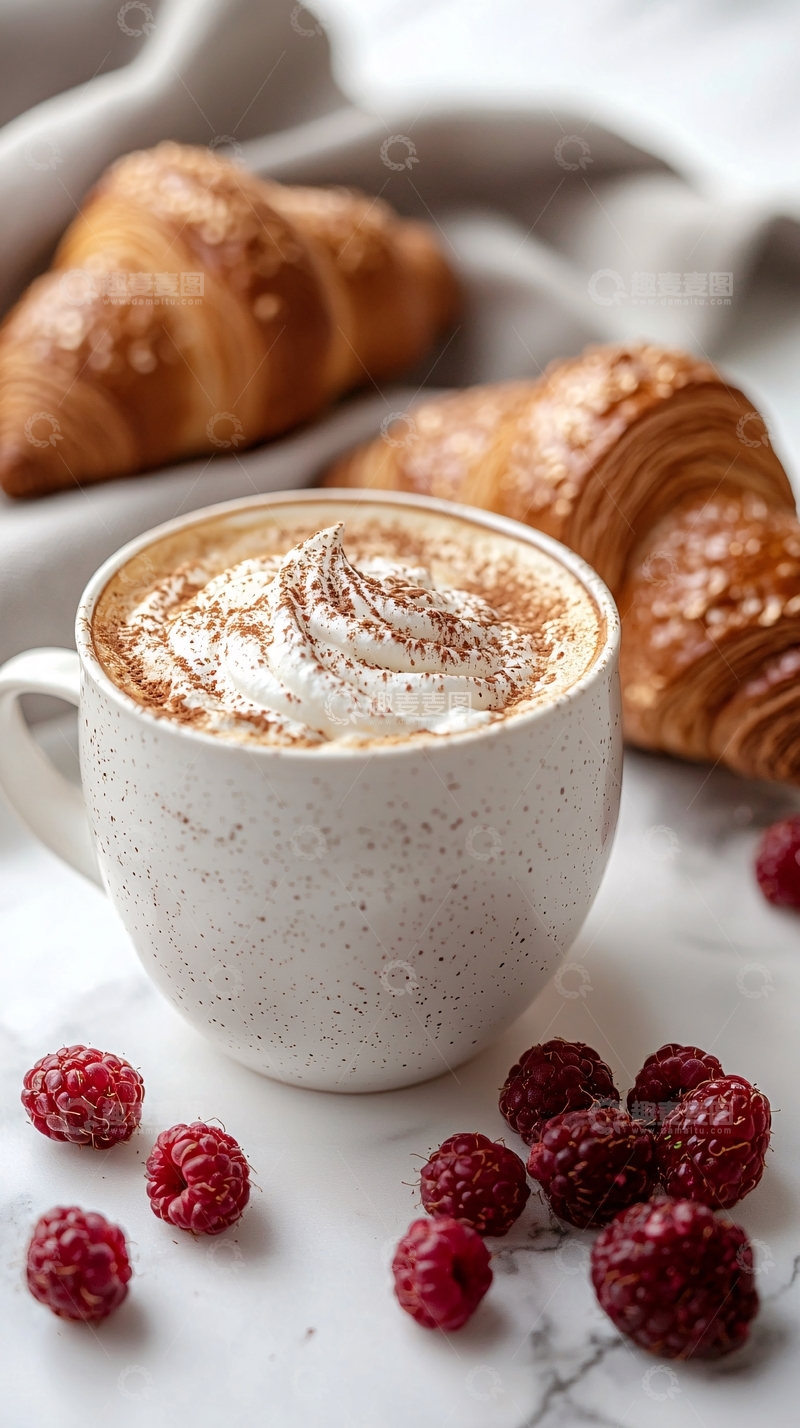 高清大图下载【趣麦麦图】美味咖啡与羊角面包