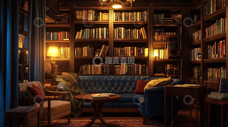 高清大图下载【趣麦麦图】温暖舒适的书房