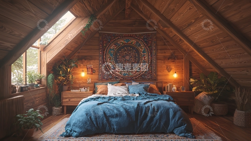 高清大图下载【趣麦麦图】阁楼卧室