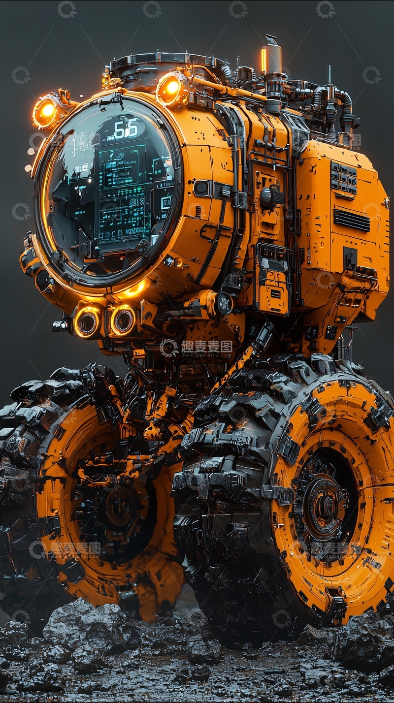 高清大图下载【趣麦麦图】科幻未来感橙色探测车
