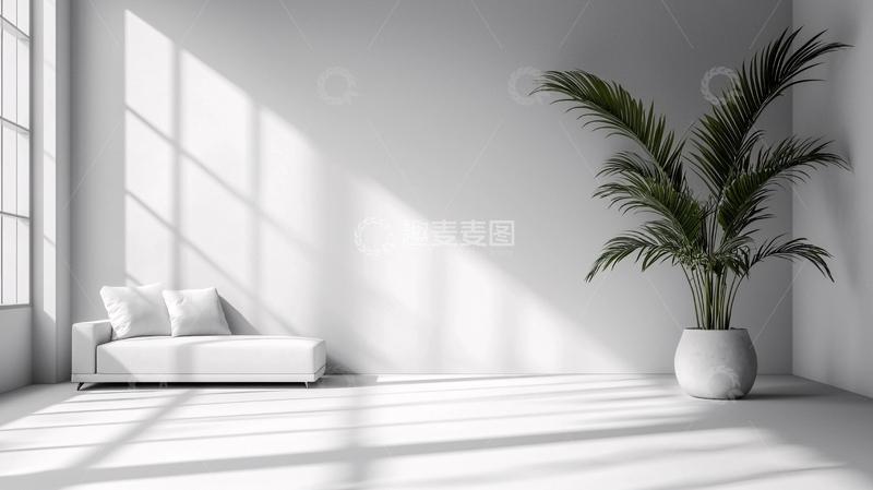 高清大图下载【趣麦麦图】极简风格白色客厅