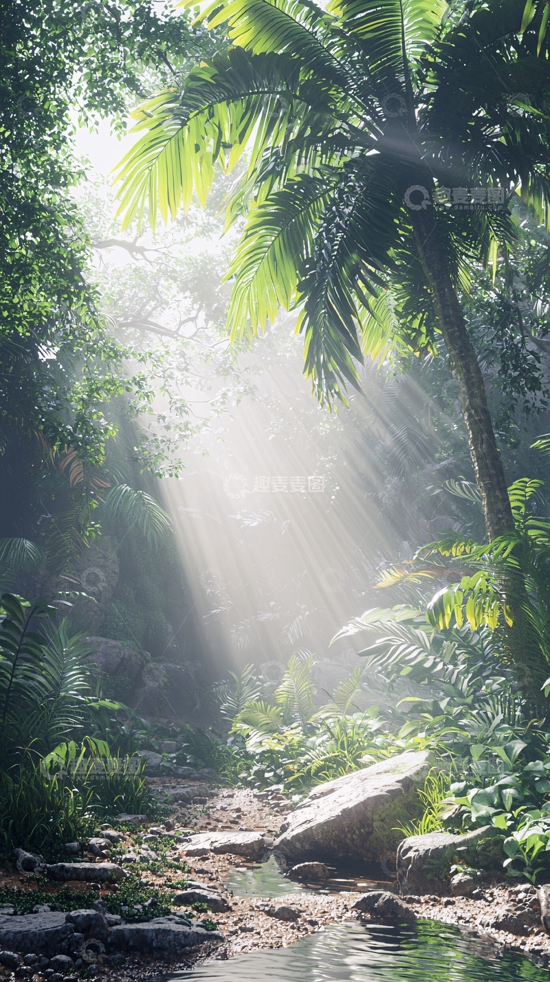 高清大图下载【趣麦麦图】阳光透过树林