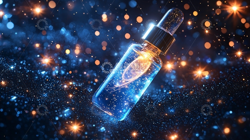 高清大图下载【趣麦麦图】蓝色光晕精油瓶