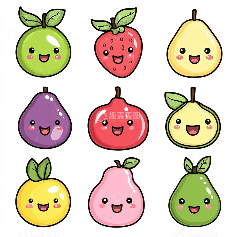 高清大图下载【趣麦麦图】可爱卡通水果集合