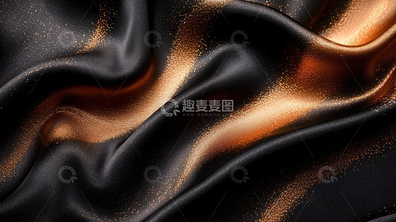 高清大图下载【趣麦麦图】黑色金色丝绸褶皱