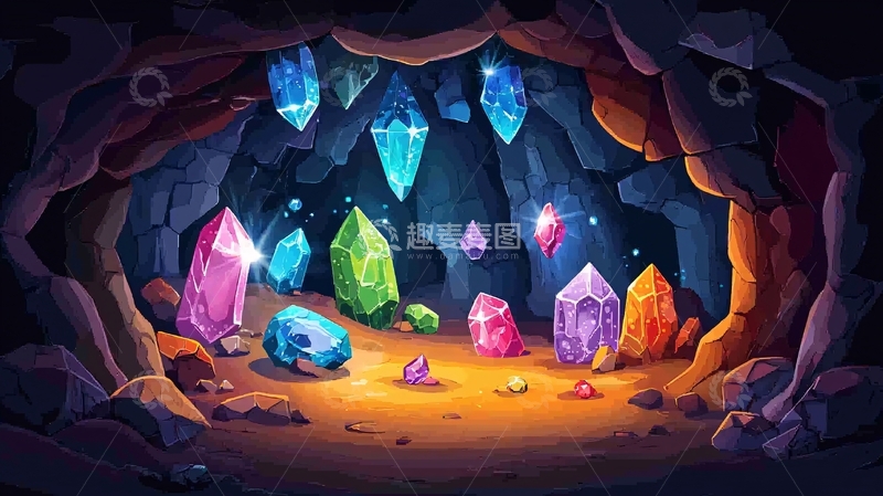 高清大图下载【趣麦麦图】闪耀水晶矿洞
