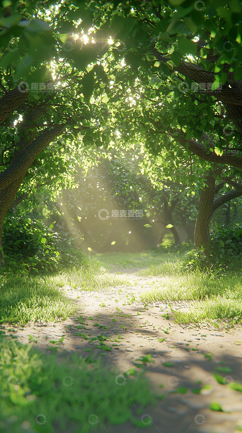 高清大图下载【趣麦麦图】阳光森林小路