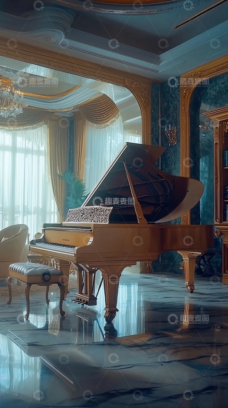 高清大图下载【趣麦麦图】奢华欧式风格大钢琴