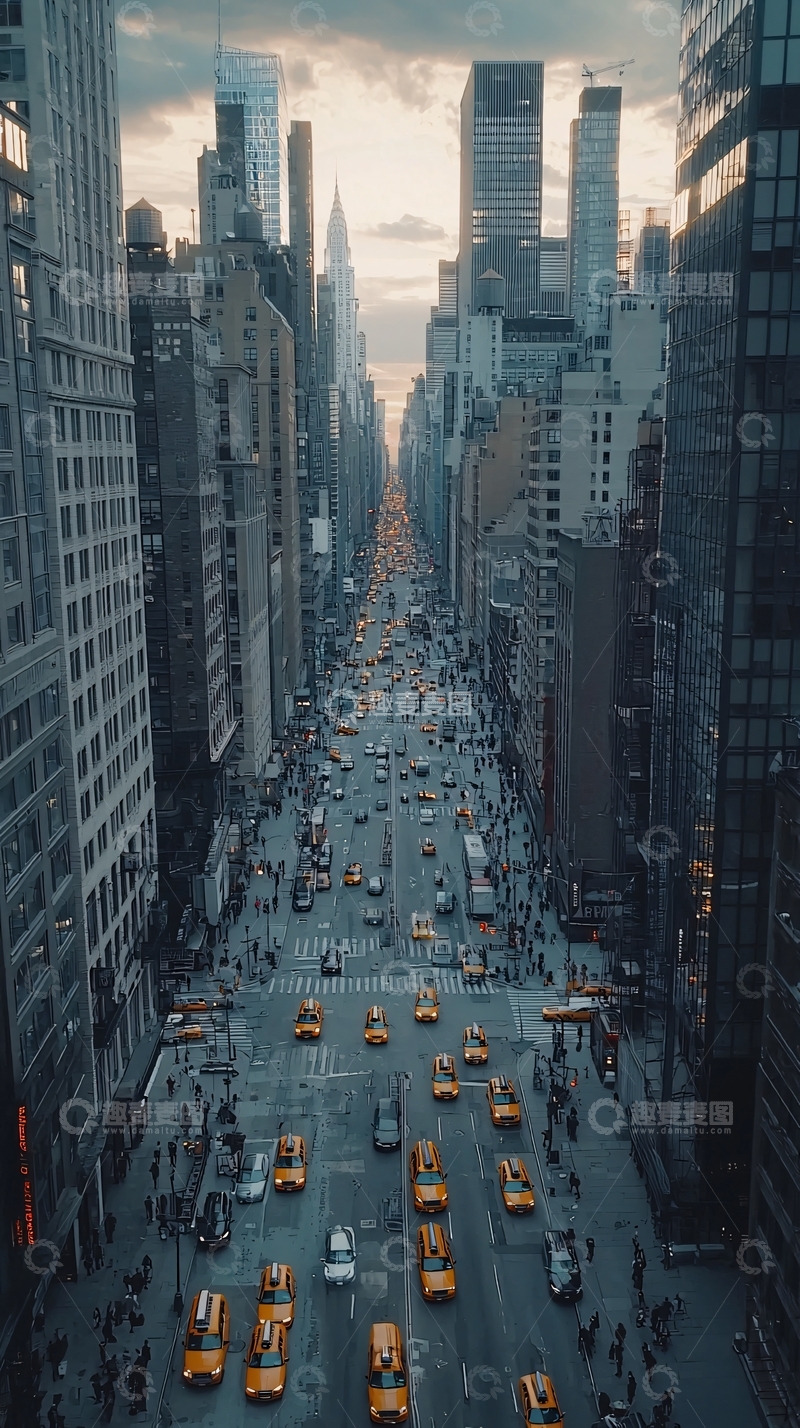 高清大图下载【趣麦麦图】纽约街景俯瞰图