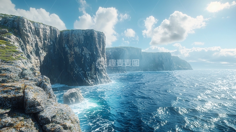 高清大图下载【趣麦麦图】海岸悬崖阳光海景