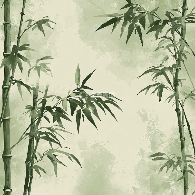 高清大图下载【趣麦麦图】翠竹水墨风格背景图