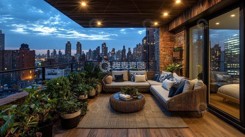高清大图下载【趣麦麦图】夜景阳台23
