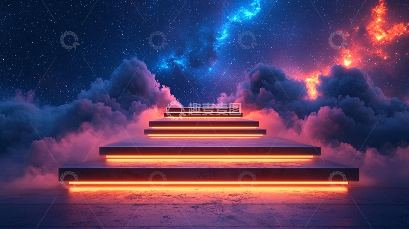 高清大图下载【趣麦麦图】云端阶梯