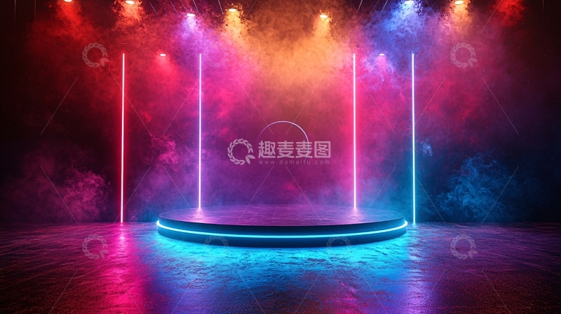 高清大图下载【趣麦麦图】霓虹灯舞台背景