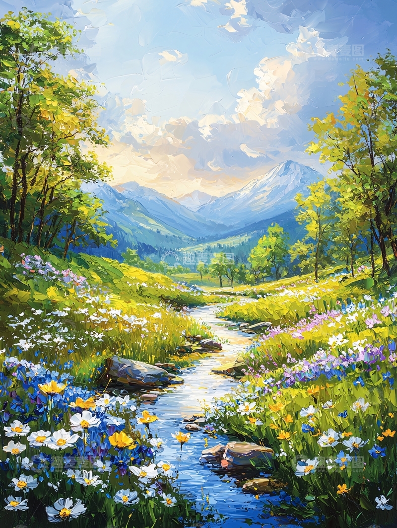 高清大图下载【趣麦麦图】明媚阳光下的山间小溪