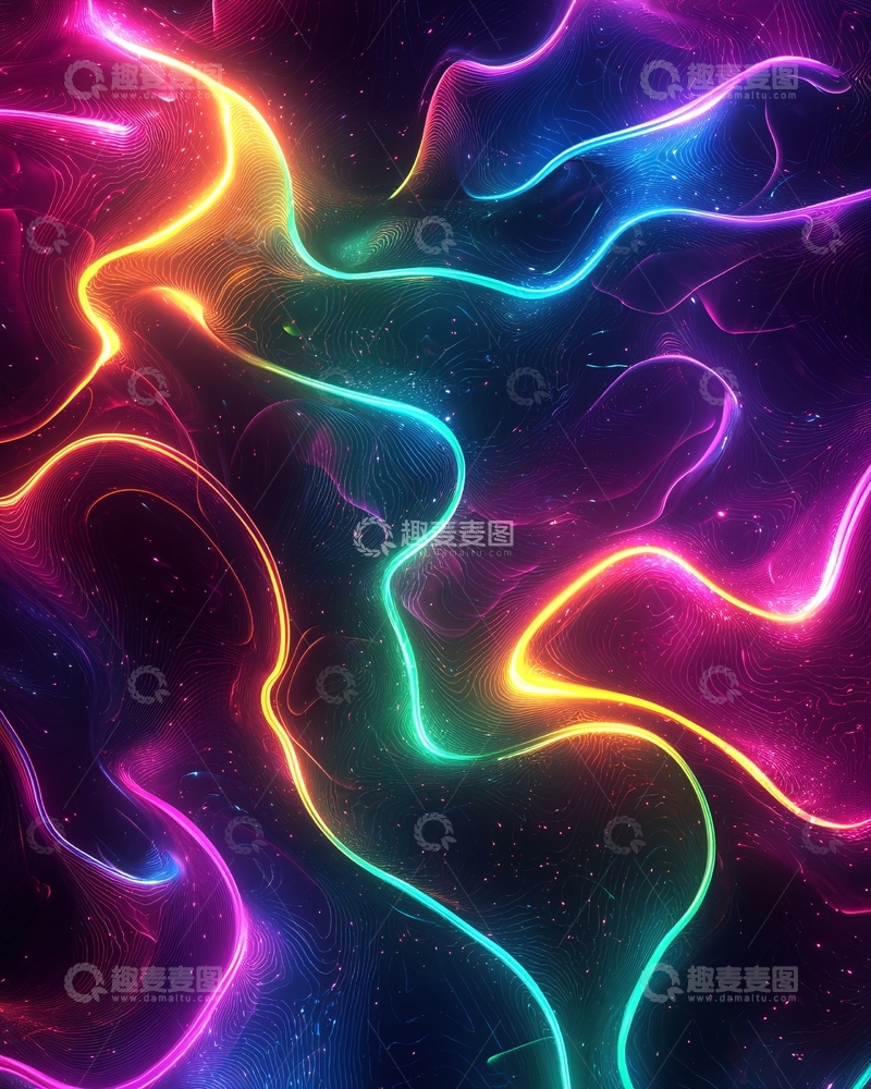 高清大图下载【趣麦麦图】炫彩霓虹流体光线