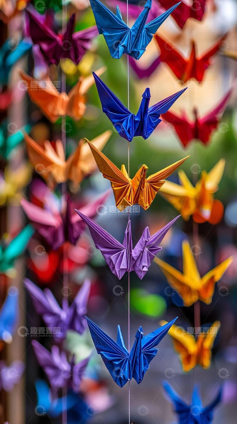 高清大图下载【趣麦麦图】彩色千纸鹤装饰