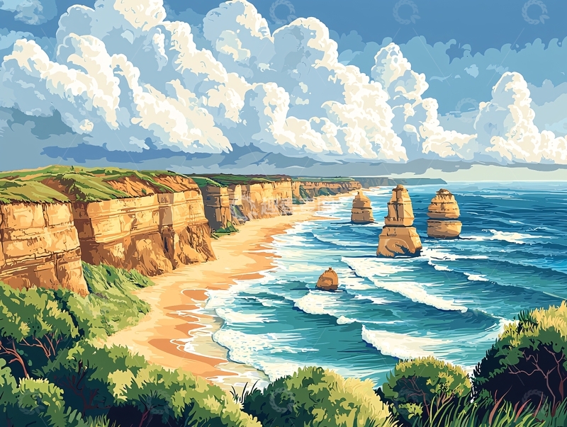 高清大图下载【趣麦麦图】十二门徒海边风景画