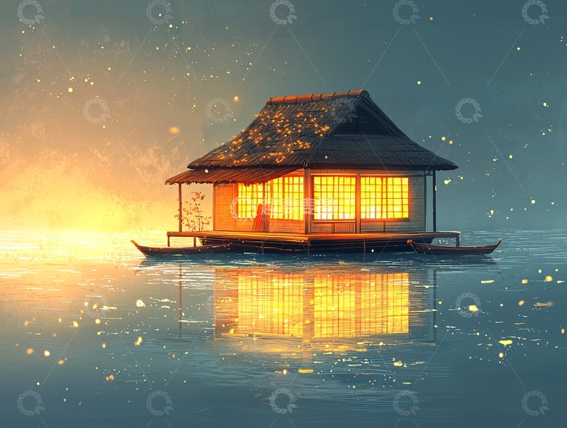 高清大图下载【趣麦麦图】湖上小屋