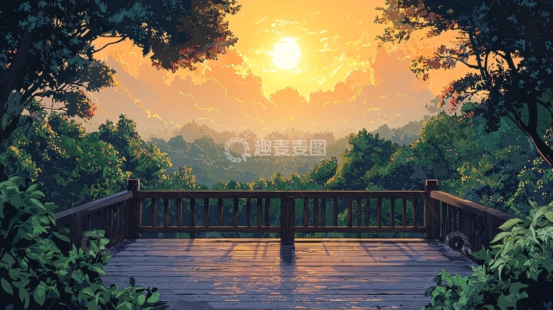 高清大图下载【趣麦麦图】日落时分的山间美景