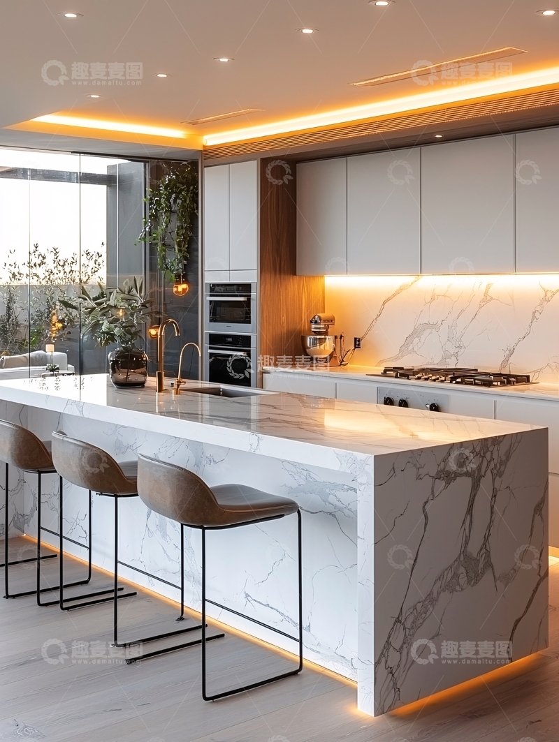 高清大图下载【趣麦麦图】现代轻奢开放式厨房