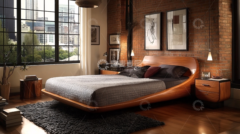 高清大图下载【趣麦麦图】现代卧室舒适床