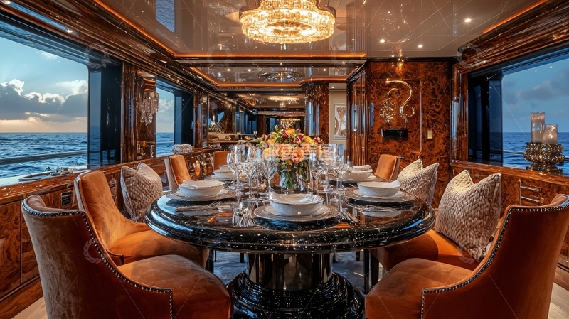 高清大图下载【趣麦麦图】豪华游艇餐厅内部
