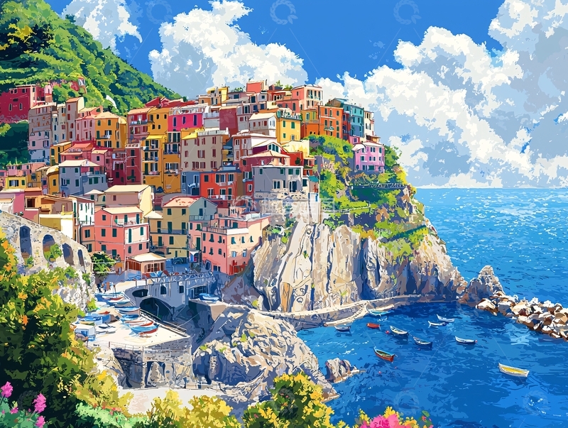 高清大图下载【趣麦麦图】彩色小镇