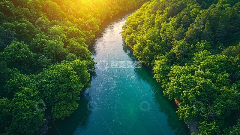 高清大图下载【趣麦麦图】阳光下的绿色河流