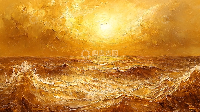高清大图下载【趣麦麦图】金色海洋日落