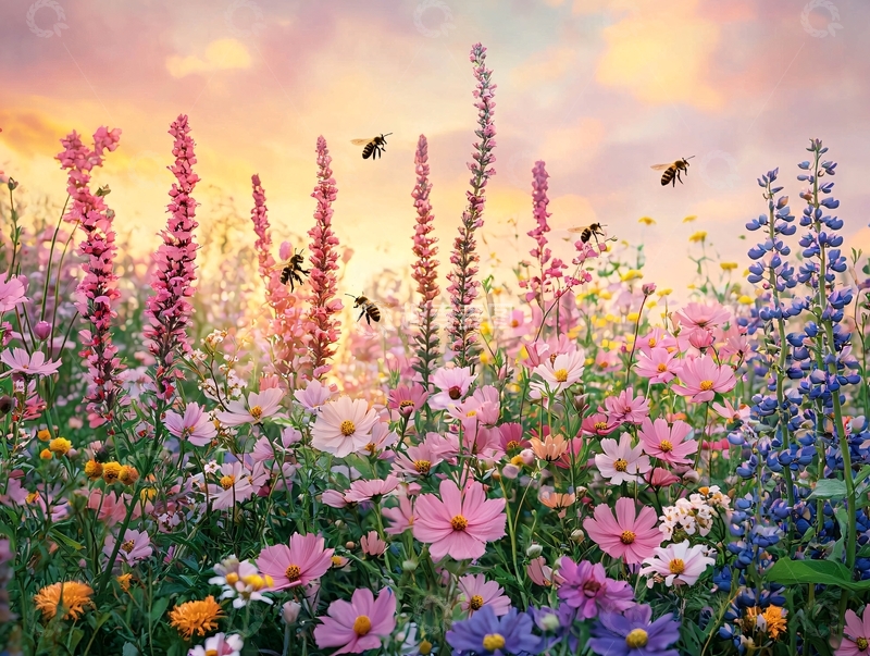 高清大图下载【趣麦麦图】鲜花盛开的田野