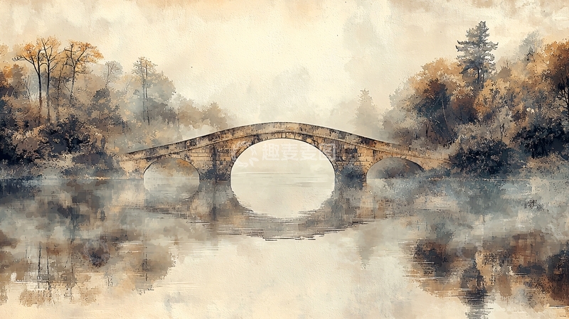高清大图下载【趣麦麦图】水墨画桥4