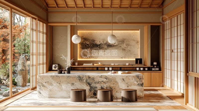 高清大图下载【趣麦麦图】日式极简风格茶室设计