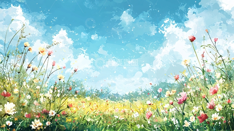 高清大图下载【趣麦麦图】春日田园鲜花烂漫