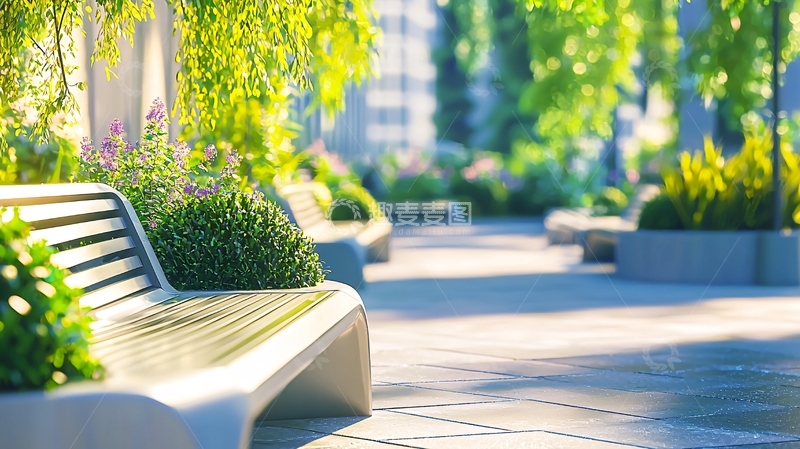 高清大图下载【趣麦麦图】阳光下公园长椅