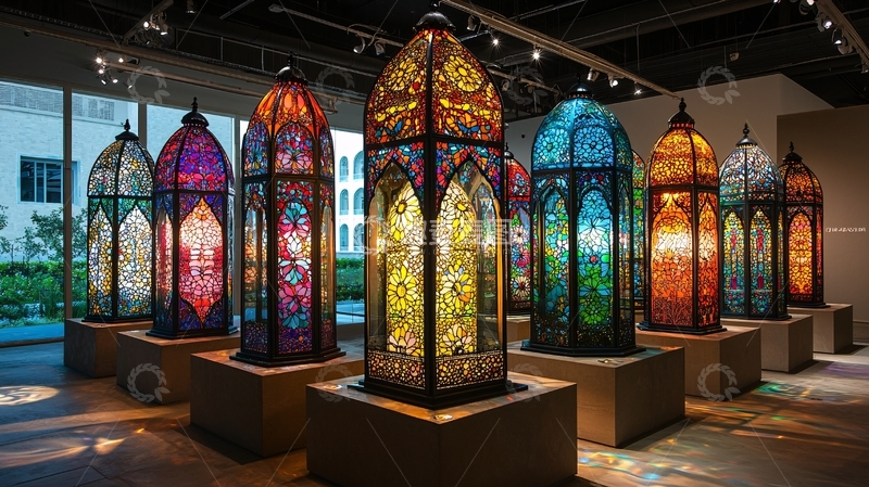 高清大图下载【趣麦麦图】彩色玻璃灯笼